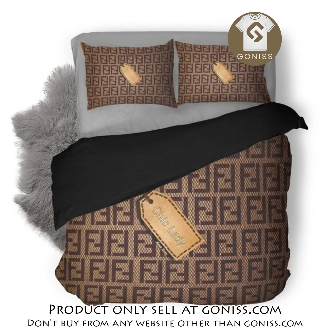 Fendi chic lady luxury logo fashion brand premium bedding set home decor gn5424855